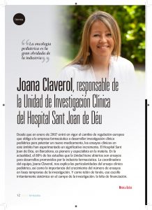 Joana Claverol, Hospital Sant Joan de Déu