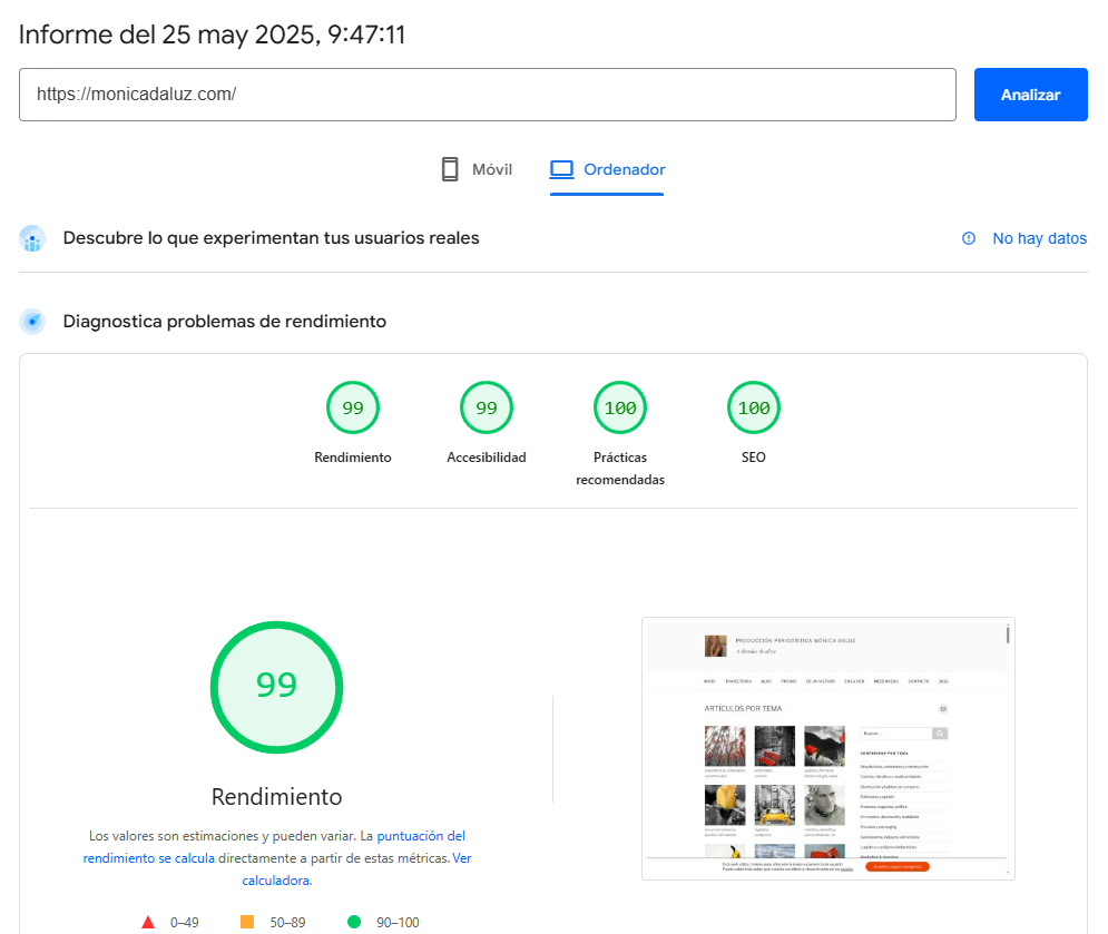 Informe de rendimiento